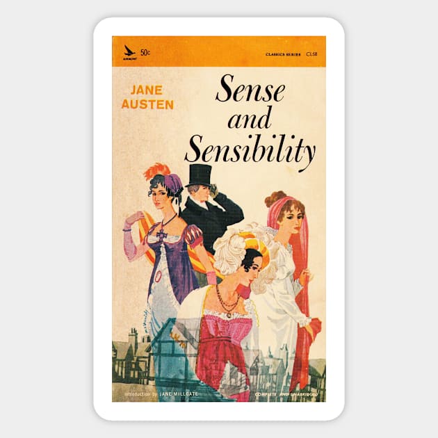 HIGH RESOLUTION Sense and Sensibility Jane Austen Vintage Book Cover Sticker by buythebook86